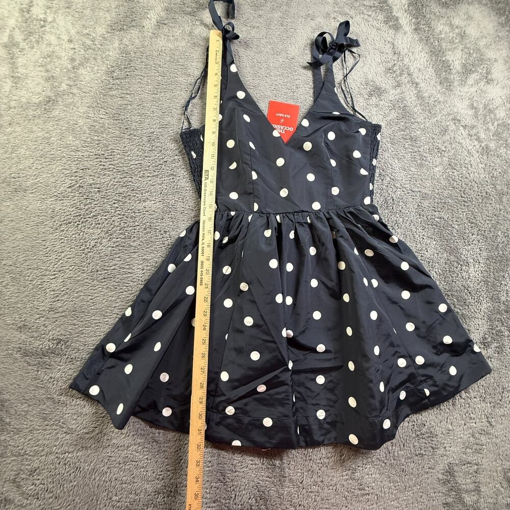 Old Navy S Petite Womens Polka Dot Dress Blue White Tie Shoulder Summer Short - Picture 7 of 7